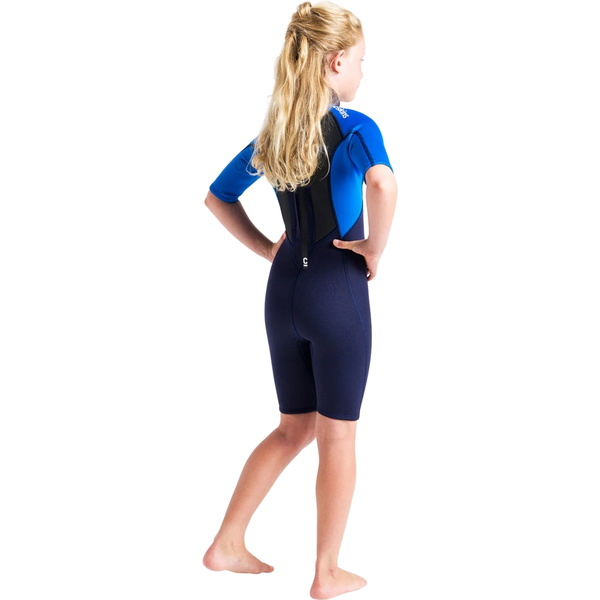 2026 C-Skins Junior Element 3/2mm Back Zip Shorty Wetsuit C-EL32SHJ - Slate / Cyan / Multi